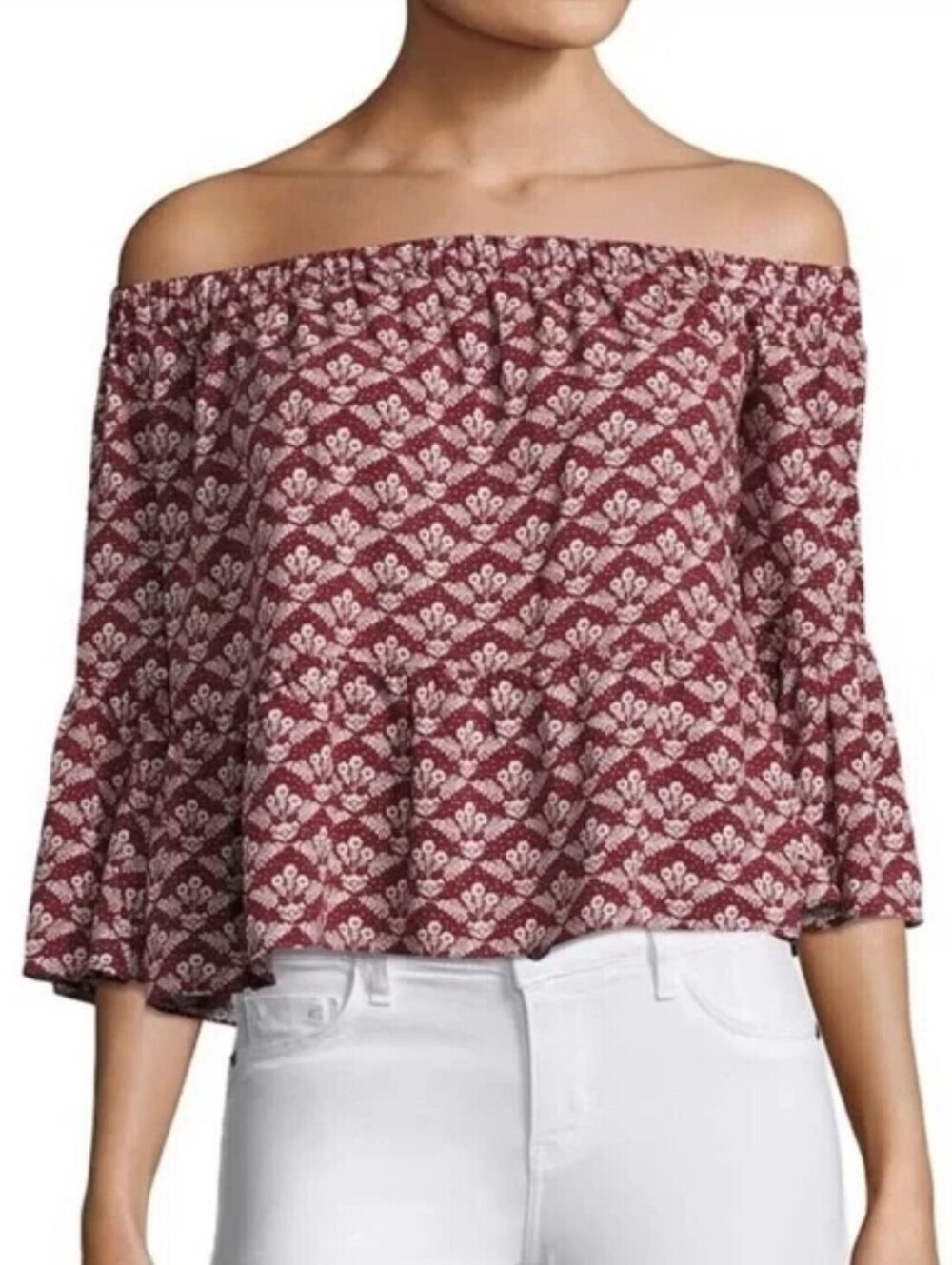 Likely Bell Sleeve Mauve Off Shoulder Top Size XS